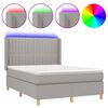 vidaXL Cama box spring colch&oacute;n y luces LED tela gris claro 140x200 cm