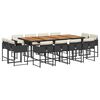 vidaXL Set comedor de jard&iacute;n con cojines 13 pzas rat&aacute;n sint&eacute;tico negro