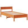 vidaXL Cama con estanter&iacute;a sin colch&oacute;n madera maciza marr&oacute;n 75x190 cm