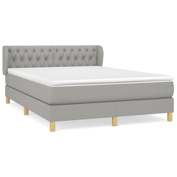 vidaXL Cama box spring con colch&oacute;n tela gris claro 140x200 cm
