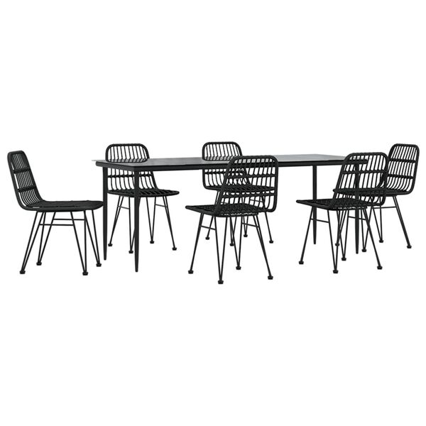 vidaXL Juego de comedor de jardín 7 piezas ratán sintético negro