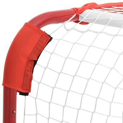 vidaXL Portería de hockey poliéster rojo y blanco 137x66x112 cm