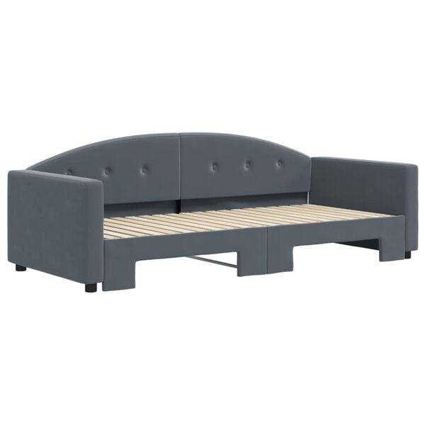 vidaXL Sof&aacute; cama nido terciopelo gris oscuro 90x190 cm
