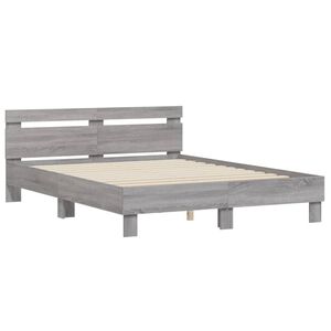 vidaXL Cama con cabecero madera de ingenier&iacute;a gris Sonoma 140x200 cm
