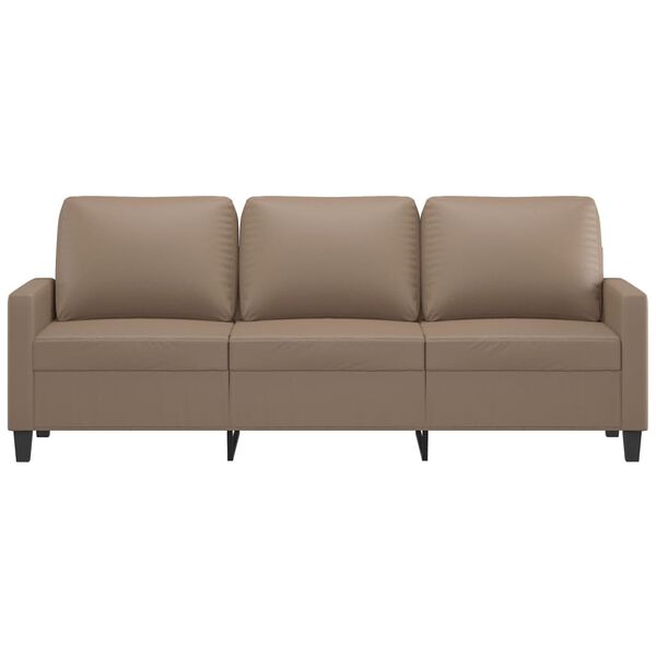 vidaXL Sof&aacute; de 3 plazas de cuero sint&eacute;tico color capuchino 180 cm