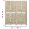 vidaXL Biombo de 4 paneles de madera maciza de paulownia 140x165 cm