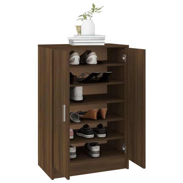 vidaXL Mueble zapatero madera contrachapada roble marr&oacute;n 60x35x92 cm