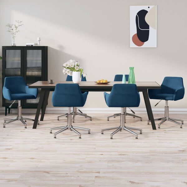 vidaXL Sillas de comedor giratorias 6 unidades terciopelo azul