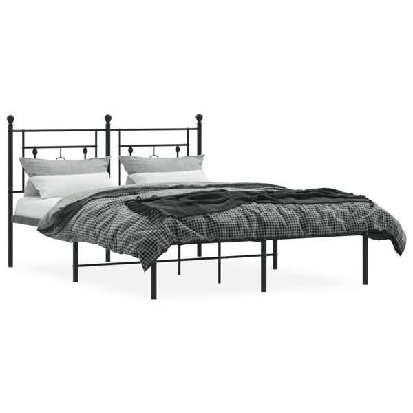 vidaXL Estructura cama sin colch&oacute;n con cabecero metal negro 140x190 cm