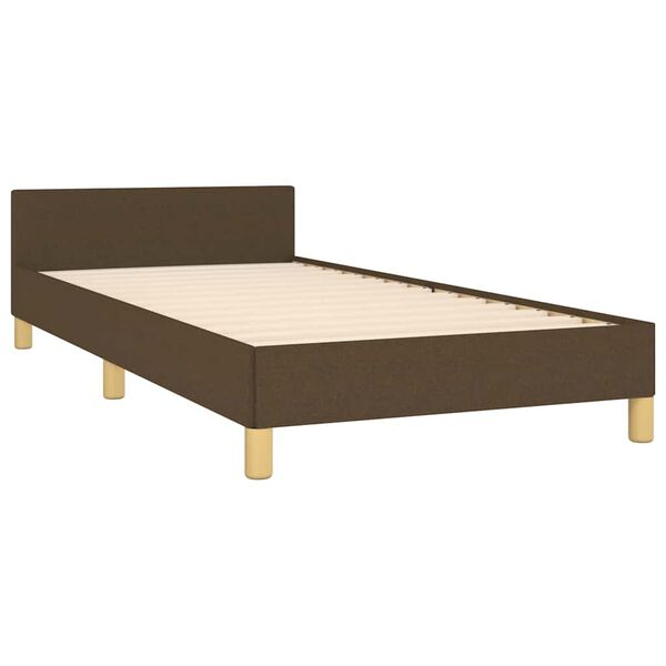 vidaXL Estructura de cama sin colch&oacute;n tela marr&oacute;n oscuro 90x200 cm