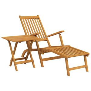 vidaXL Silla de jard&iacute;n con reposapi&eacute;s y mesita madera maciza de acacia