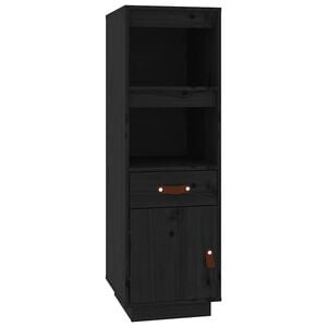 vidaXL Aparador alto de madera maciza de pino negro 34x40x108,5 cm