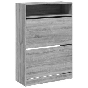 vidaXL Zapatero 2 cajones abatibles gris Sonoma 80x34x116 cm