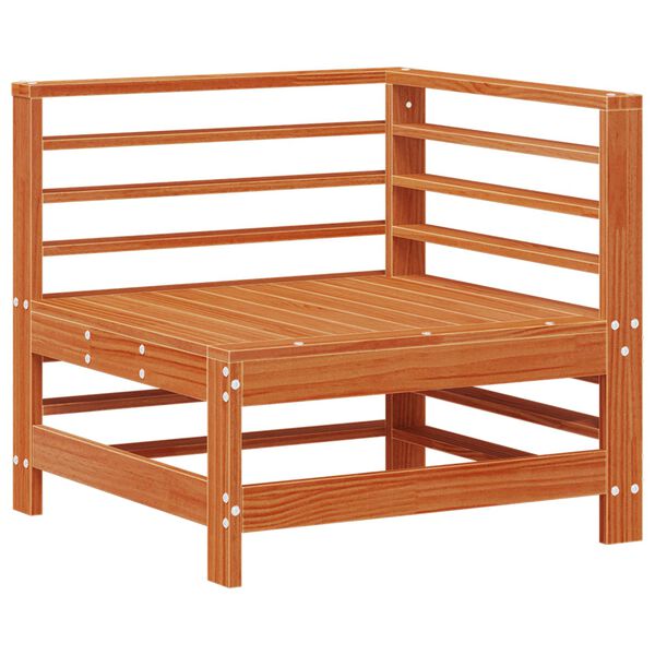 vidaXL Conjunto de Sof&aacute;s de Jard&iacute;n 7 pcs Marr&oacute;n Cera Pino macizo