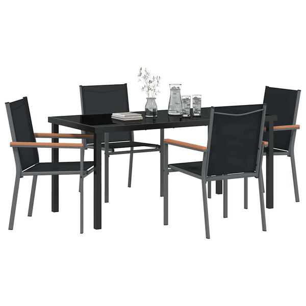 vidaXL Conjunto de Comedor de Jard&iacute;n 5 pcs Negro
