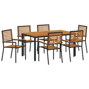 vidaXL Conjunto de Comedor de Jard&iacute;n 7 pcs Negro y Marr&oacute;n