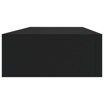 vidaXL Estante con cajón de pared MDF negro 60x23,5x10 cm