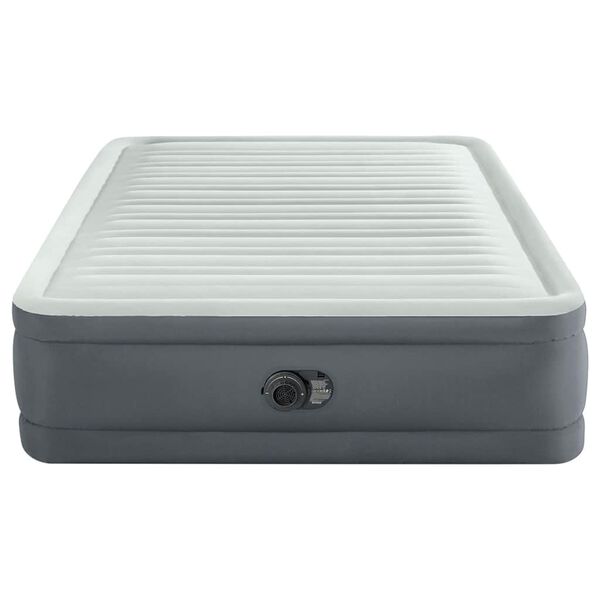 Intex Cama de matrimonio inflable PremAire blanco y gris 152x203x46cm
