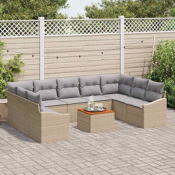 vidaXL Conjunto de sof&aacute;s de jard&iacute;n 10 pcs Beige y Gris Claro