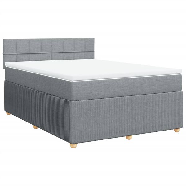 vidaXL Cama box spring con colch&oacute;n tela gris claro 140x190 cm