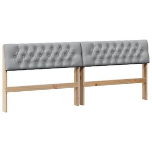 vidaXL Cabecero tapizado Gris Claro 200 cm Madera de pino macizo