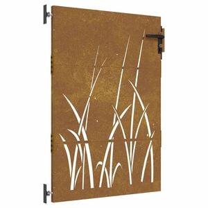vidaXL Puerta de jard&iacute;n acero corten dise&ntilde;o hierba 85x125 cm