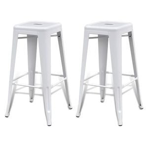 vidaXL Taburetes de cocina 2 unidades acero blancos
