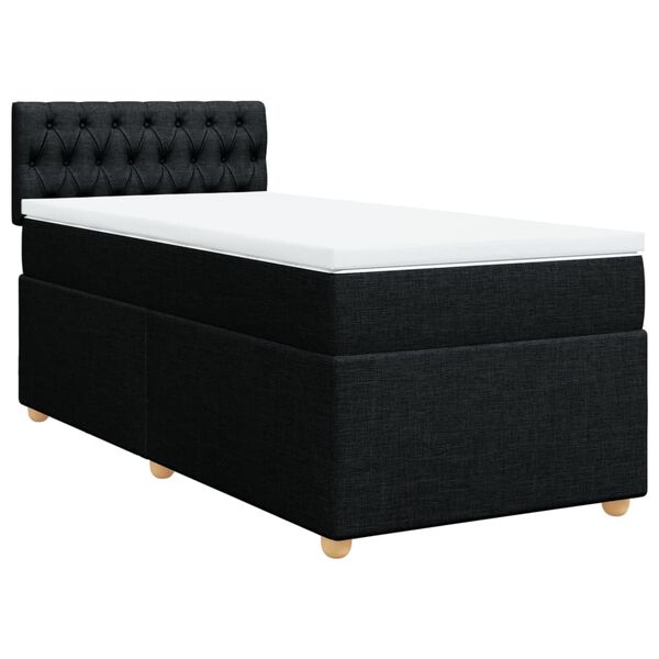 vidaXL Cama box spring individual con colch&oacute;n tela negro