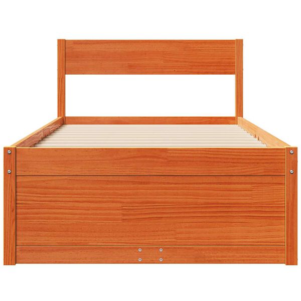 vidaXL Cama sin colch&oacute;n madera maciza de pino marr&oacute;n cera 100x200 cm