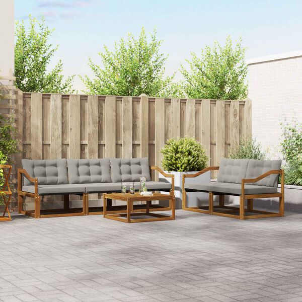 vidaXL Conjunto de sof&aacute;s de exterior 6 pcs Gris Natural y Claro