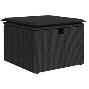 vidaXL Taburete de jard&iacute;n de rat&aacute;n sint&eacute;tico negro y coj&iacute;n 55x55x37cm
