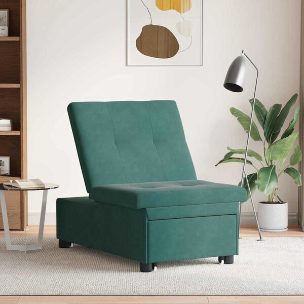 vidaXL Sof&aacute; cama Verde oscuro 194 x 67 x 82 cm Terciopelo