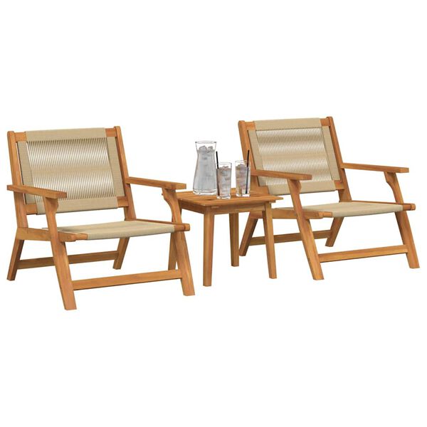 vidaXL Sillas de Jard&iacute;n con Mesa 3 pcs Beige Madera de Acacia S&oacute;lida