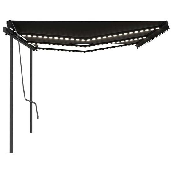 vidaXL Toldo autom&aacute;tico con LED y sensor de viento gris antracita 6x3m