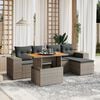 vidaXL Set de muebles de jard&iacute;n 6 pzas y cojines rat&aacute;n sint&eacute;tico gris