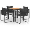vidaXL Set de comedor de jardín de 5 piezas PVC ratán negro y marrón