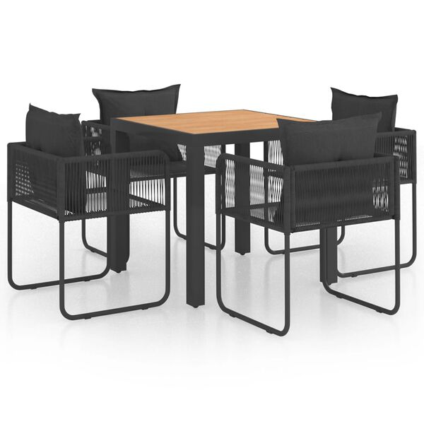 vidaXL Set de comedor de jardín de 5 piezas PVC ratán negro y marrón