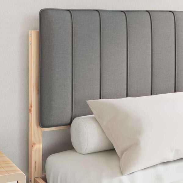 vidaXL Estructura de Cama con Cabecera Tapizada Gris Claro