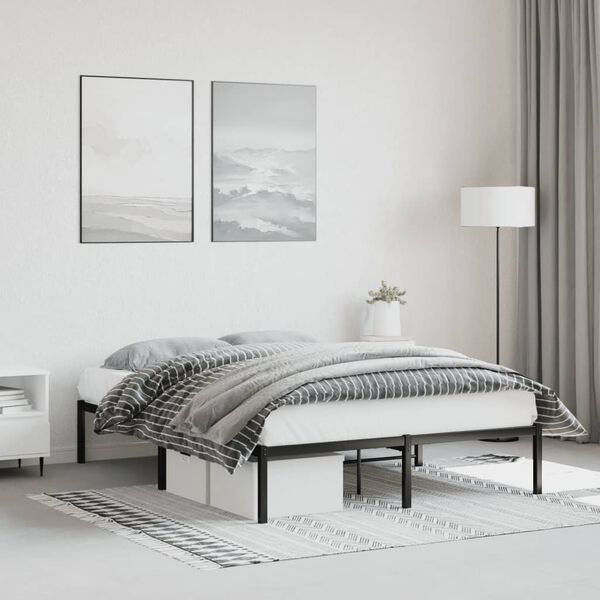 vidaXL Estructura de cama sin colch&oacute;n metal negro 140x190 cm