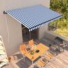 vidaXL Toldo manual retr&aacute;ctil azul y blanco 450x300 cm