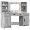 vidaXL Conjunto de mesa de vestidor con LED 3 pcs Gris Sonoma