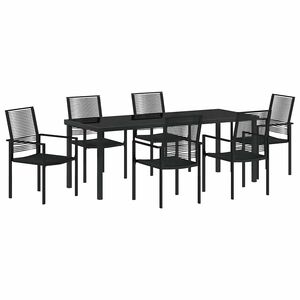 vidaXL Conjunto de Comedor de Jard&iacute;n 7 pcs Negro
