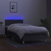 vidaXL Cama box spring con colchón y LED tela gris oscuro 100x200 cm