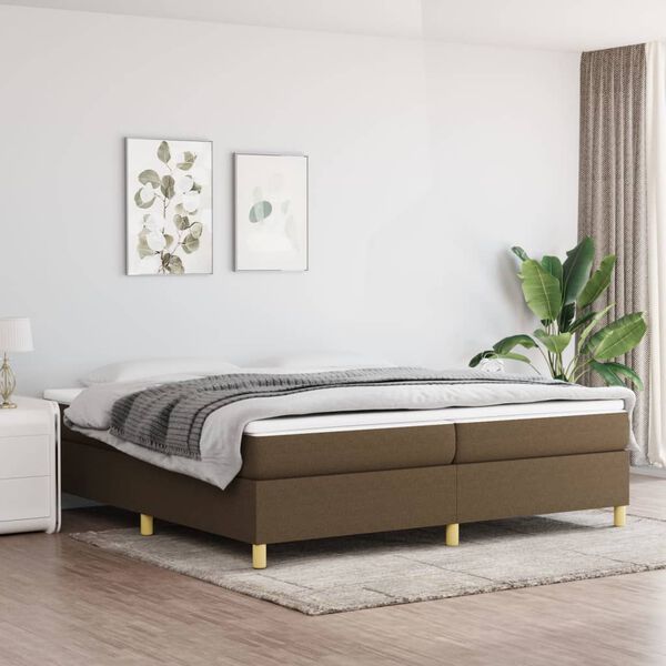 vidaXL Estructura de cama con somier tela marr&oacute;n oscuro 200x200 cm