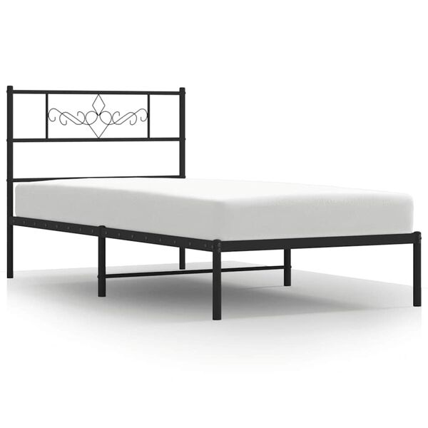 vidaXL Estructura cama sin colchón con cabecero metal negro 100x200 cm