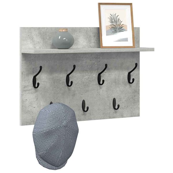 vidaXL Perchero de pared con estante Gris Concreto 60 x 40 x 12 cm