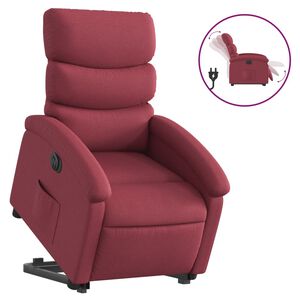 vidaXL Sill&oacute;n el&eacute;ctrico reclinable elevable de tela rojo tinto