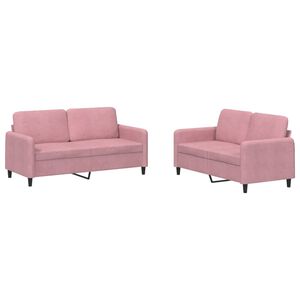 vidaXL Juego de sof&aacute;s 2 piezas terciopelo rosa