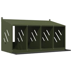 vidaXL Nido para gallinas con 4 compartimentos de metal verde oliva