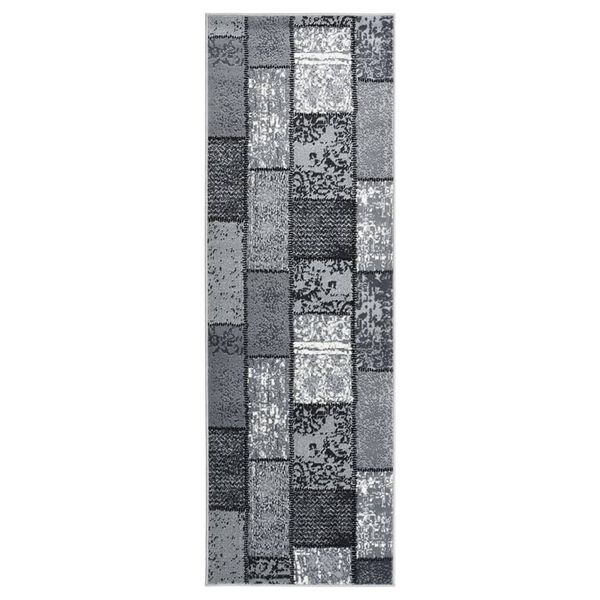 vidaXL Alfombra de pasillo BCF gris con estampado de bloques 100x350cm
